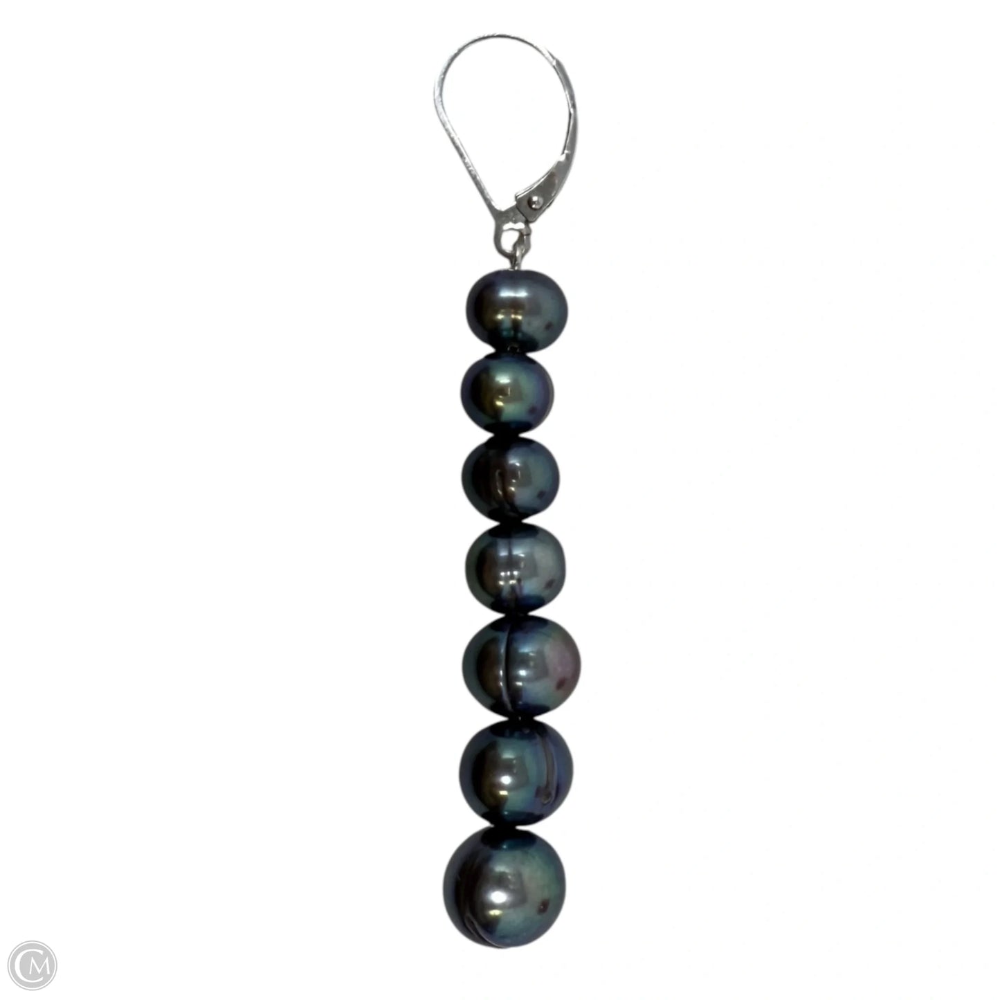 Sterling Silver & Black Freshwater Pearl Linear Drop Earrings