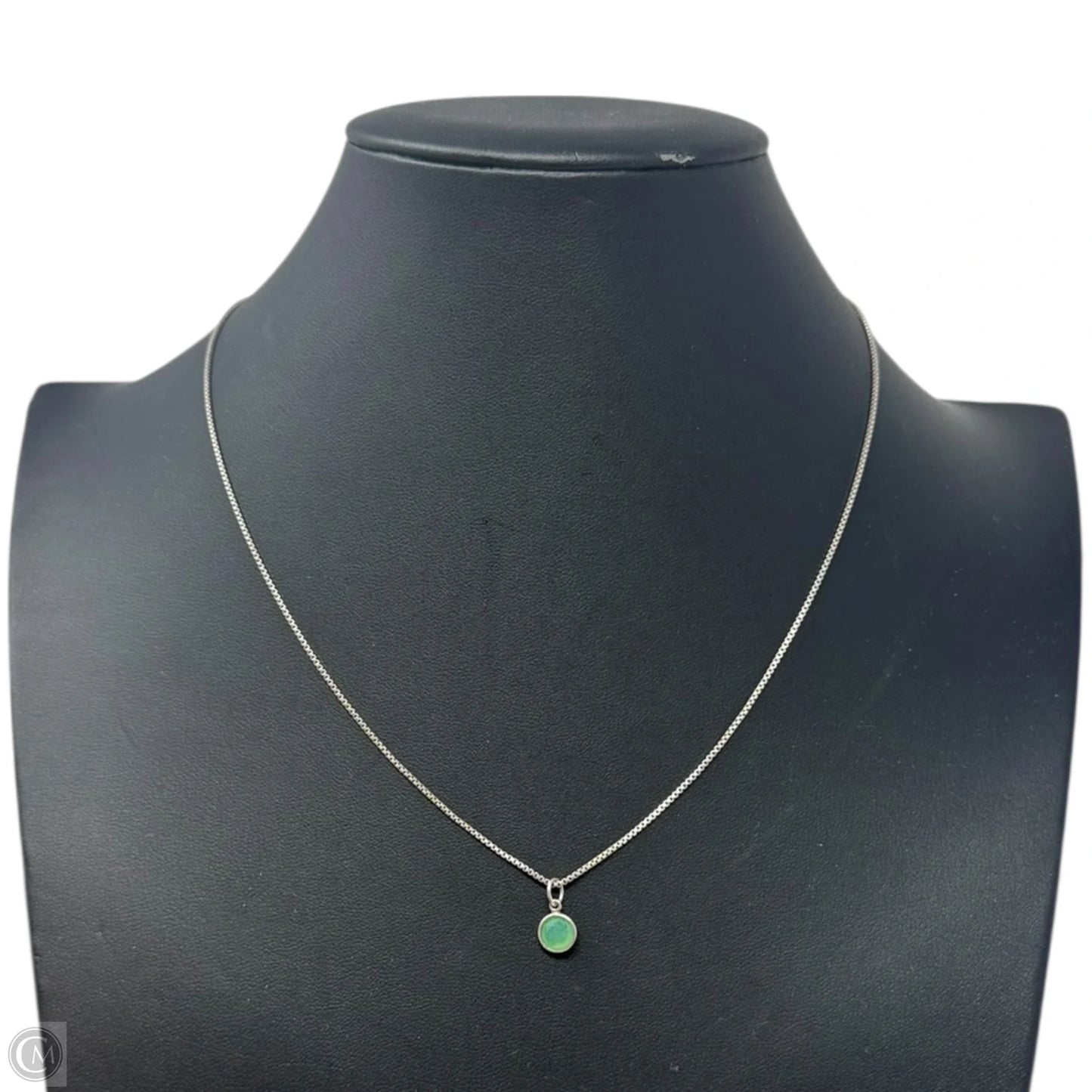 Green Pendant Mini Box Chain Necklace Sterling Silver