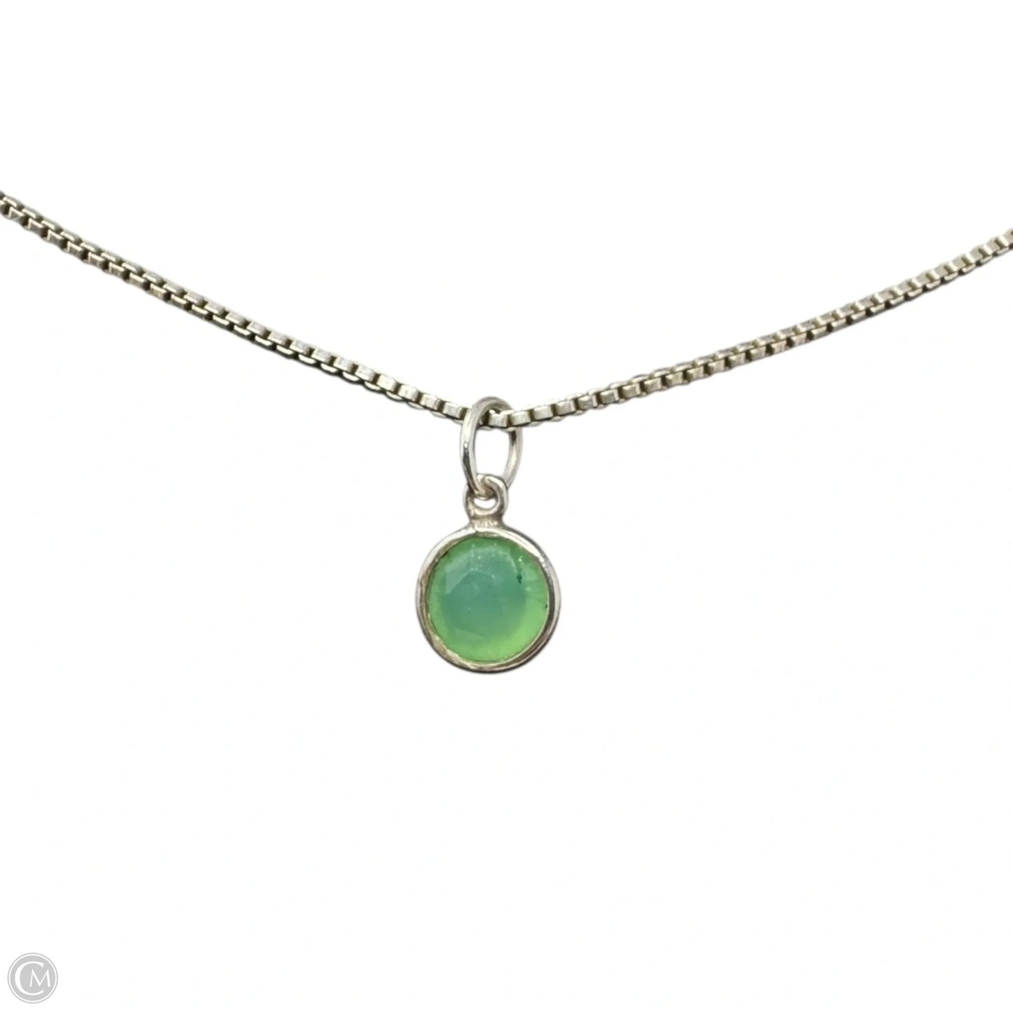 Green Pendant Mini Box Chain Necklace Sterling Silver
