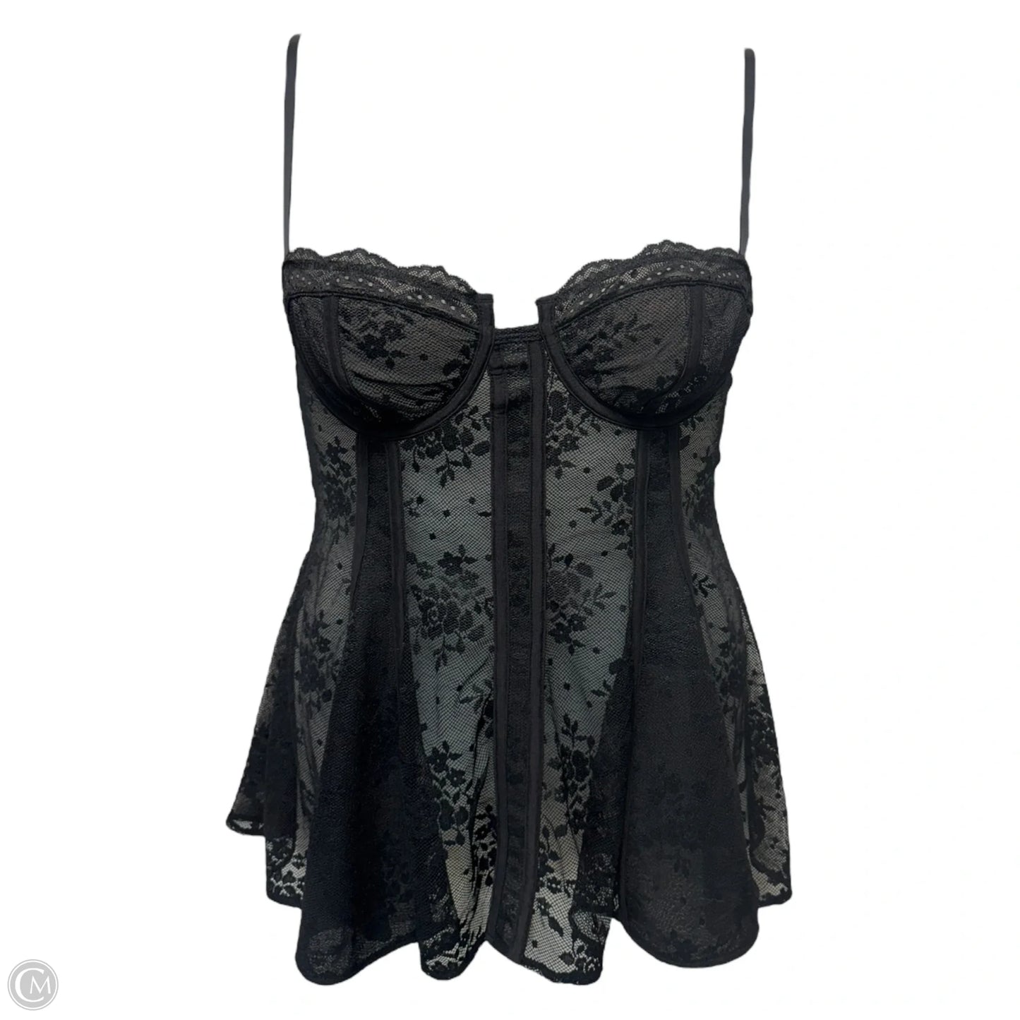 Lace Peplum Corset Tank By Anthropologie In Black, Size: M