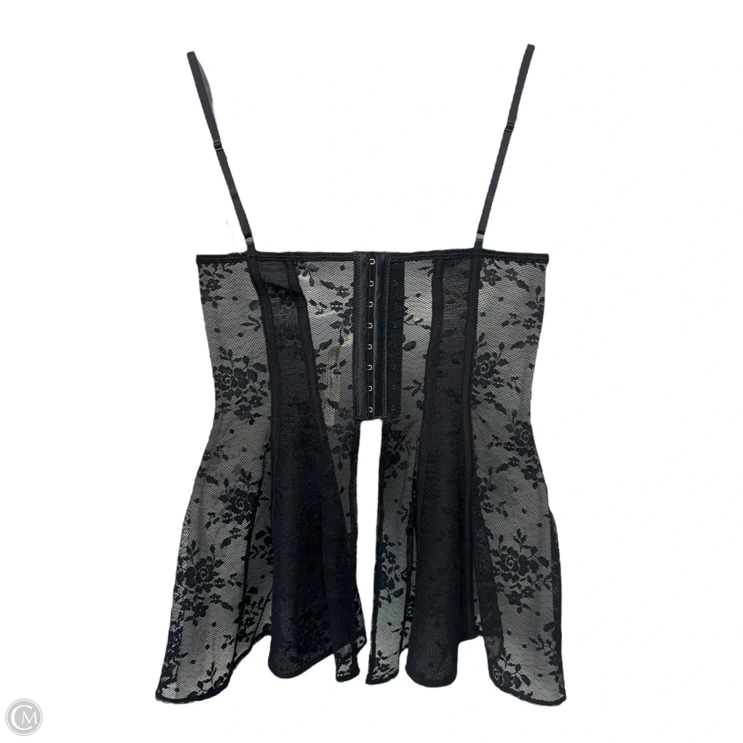 Lace Peplum Corset Tank By Anthropologie In Black, Size: M