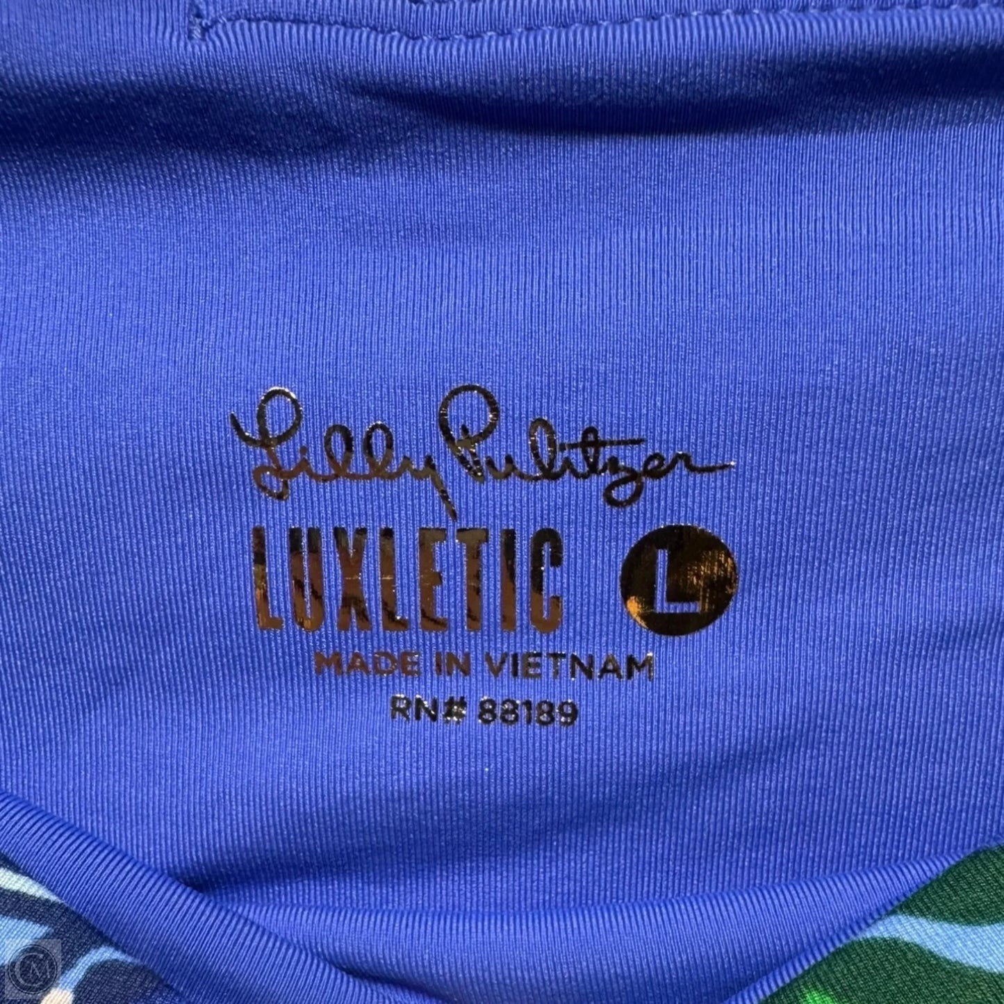 Weekender High Rise Athletic Legging Pants Designer By Luxletic Lilly Pulitzer In Blue & Green, Size: L