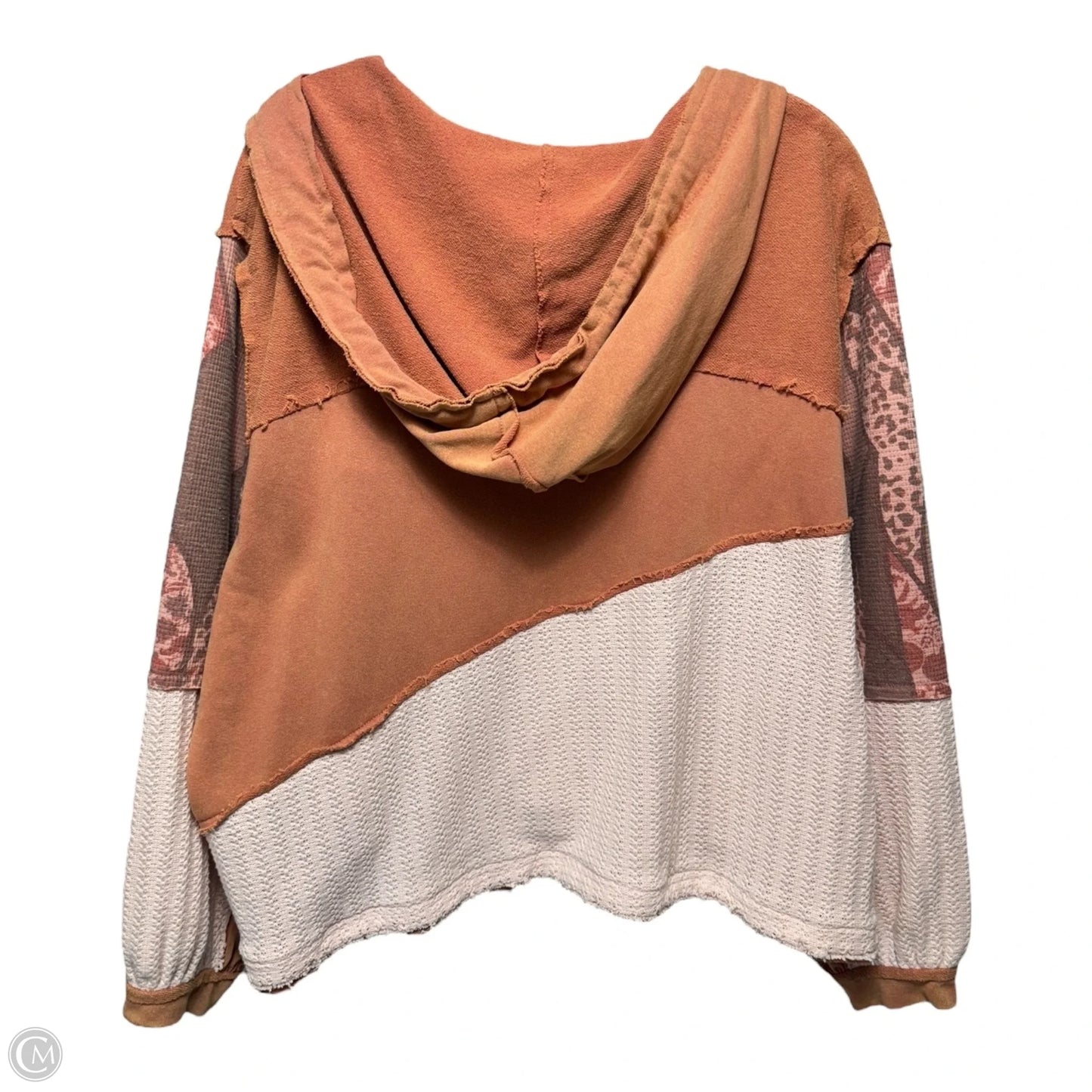 Peace Sign Patchwork Hoodie By Pol In Orange, Size: S