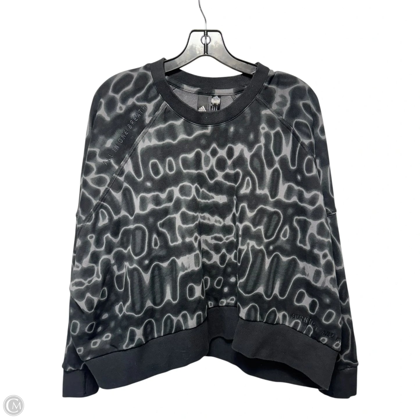 Athletic Top Long Sleeve Crewneck By Adidas In Black & Grey, Size: 1x