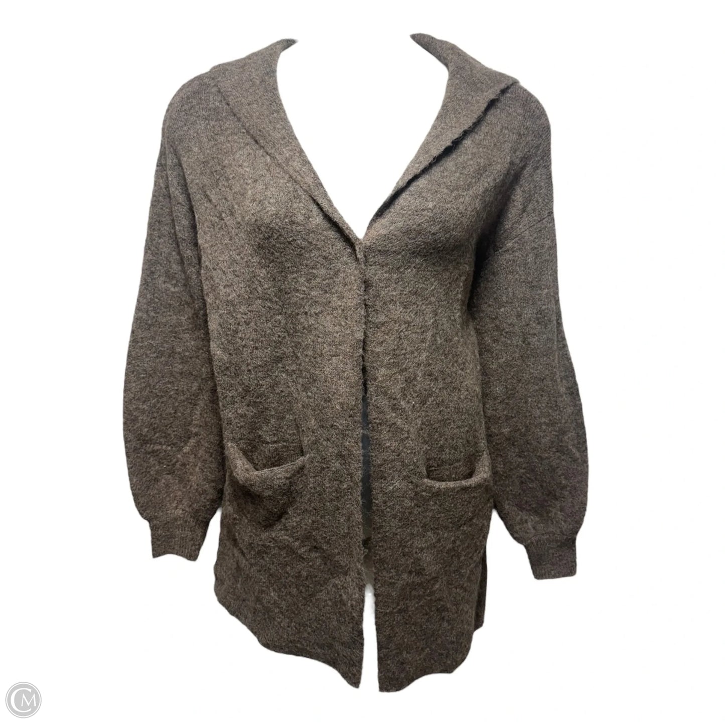 Vivi Cropped Cashmere Blend Cardigan w/ Hood By Beryll In Mocha, Size: Osfm