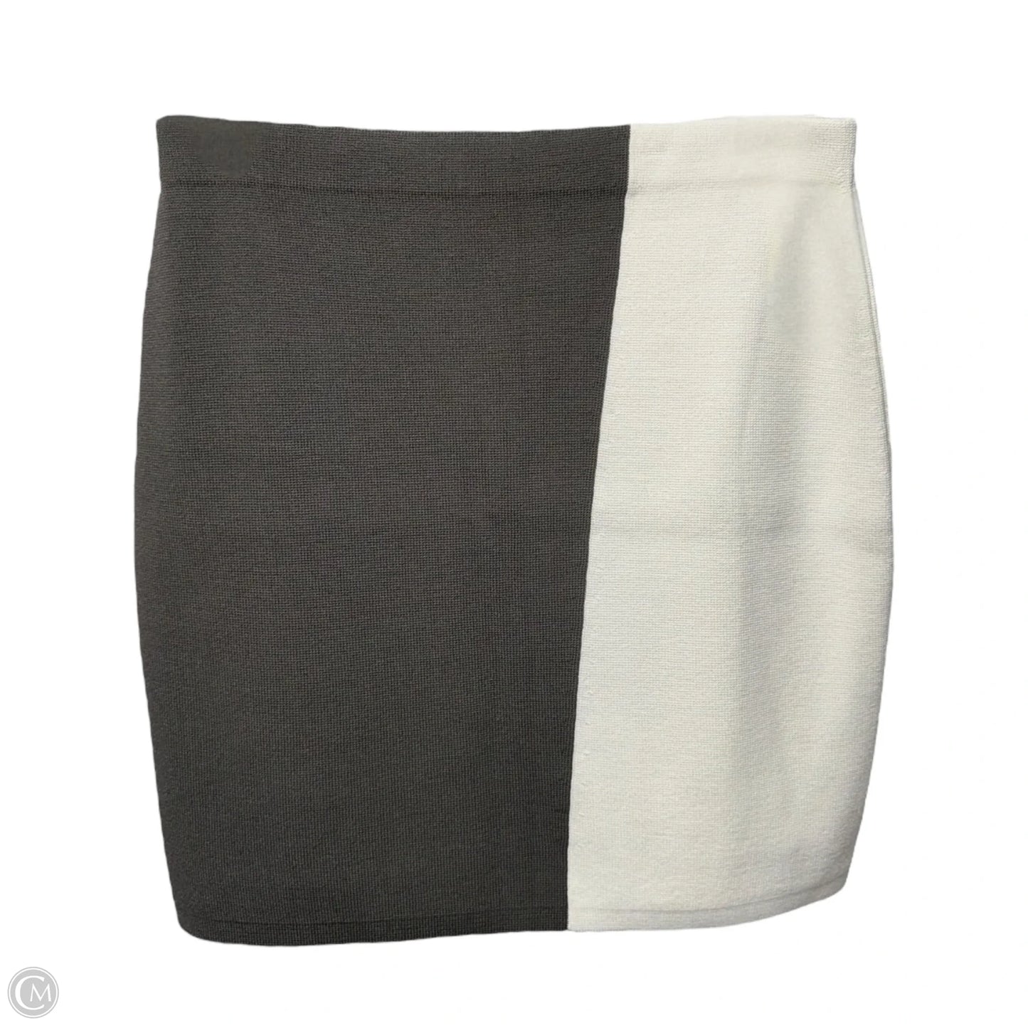 Colorblock Knit Skirt Mini & Short By Theory In Grey & White, Size: M