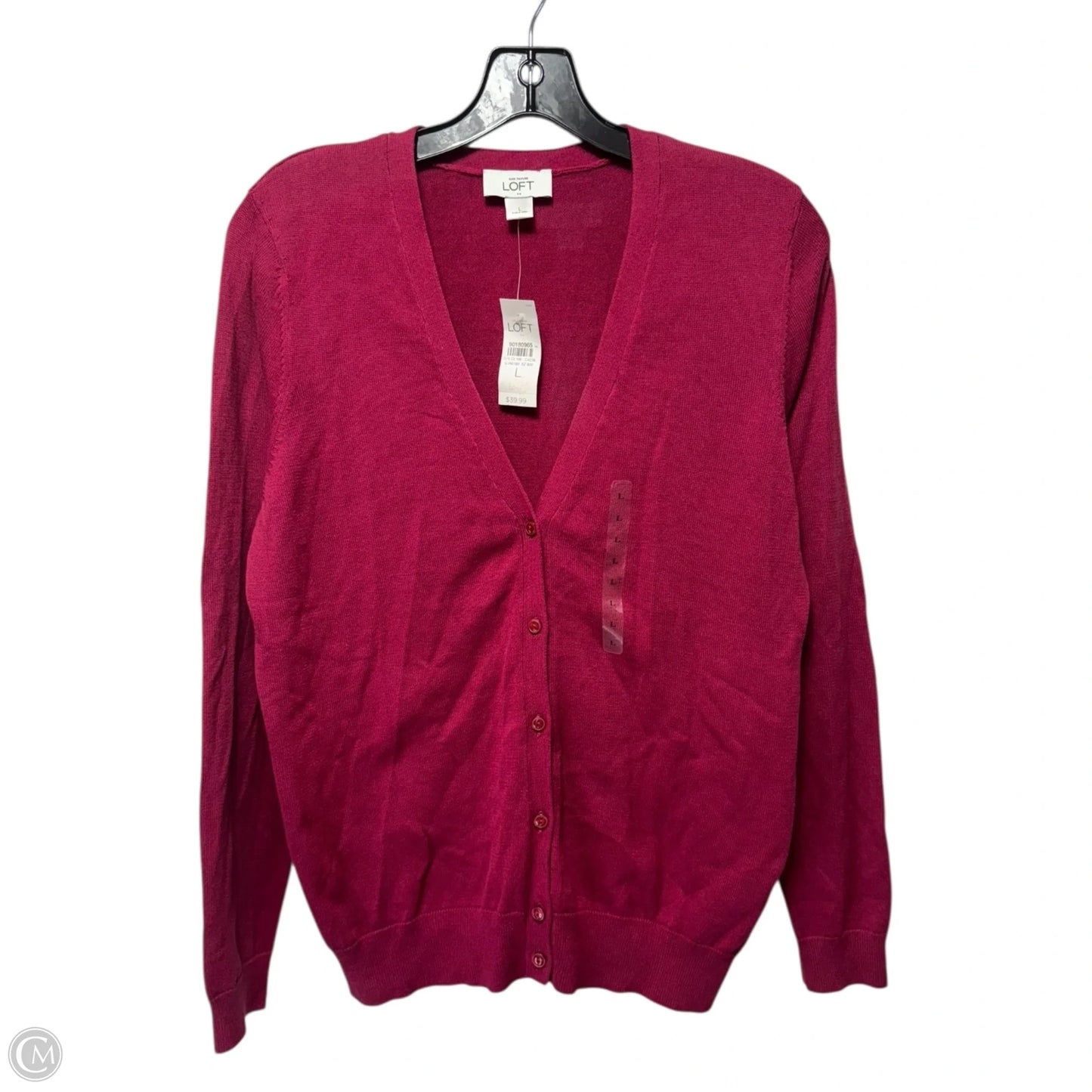 Sweater Cardigan By Loft In Pink, Size: L
