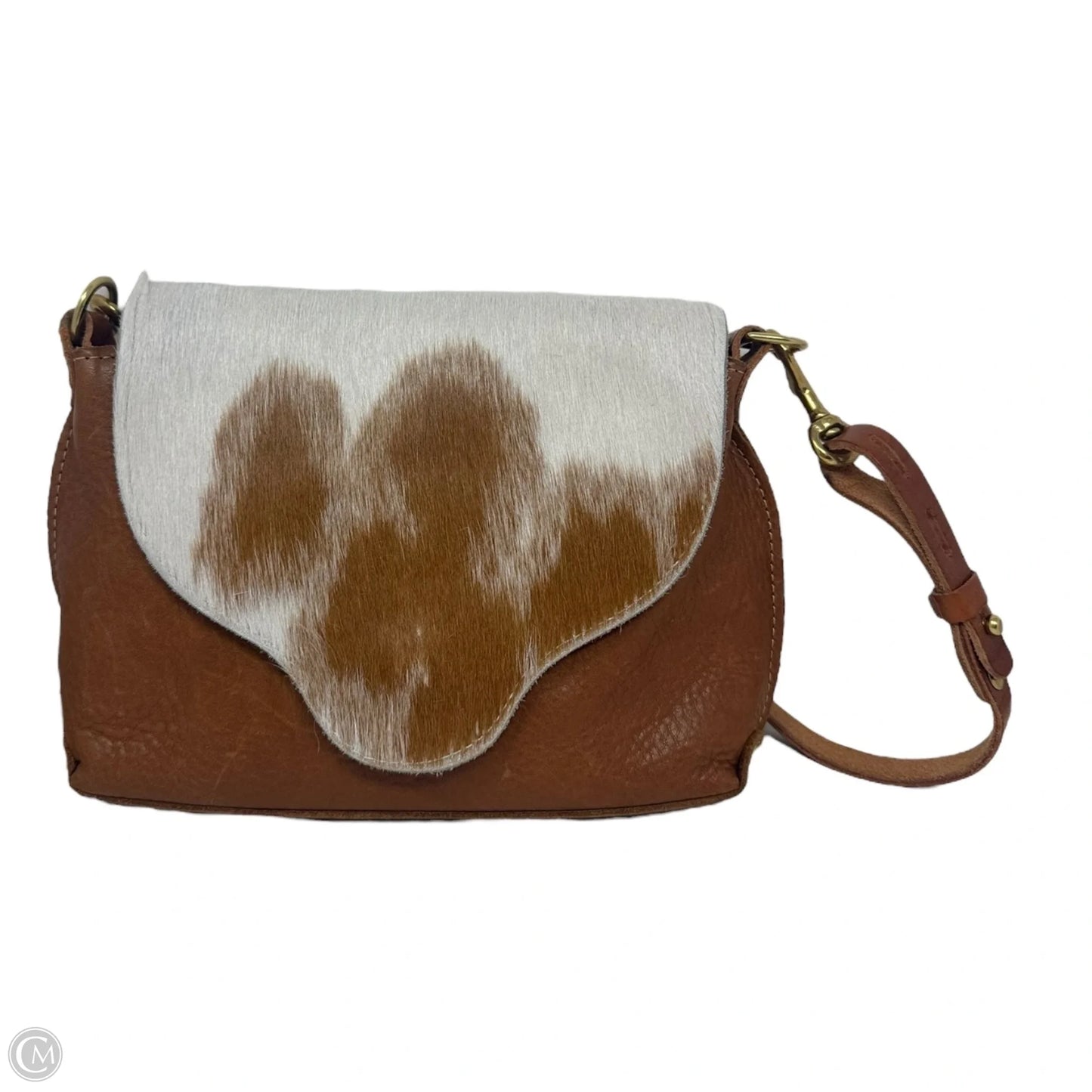 Cow Flap Crossbody Handbag Leather By Mi Casa Bella, Size: Small