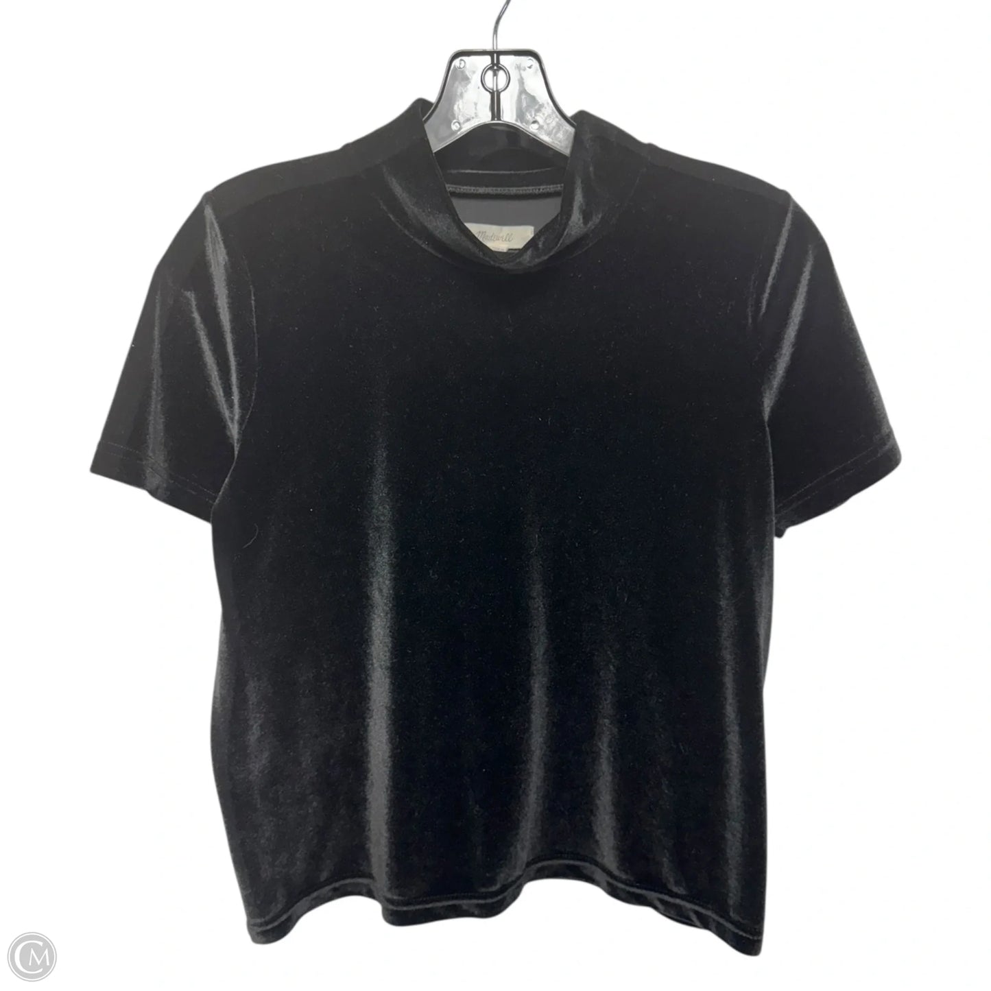 Velvet Mock Neck Top Short Sleeve By Madewell In Black, Size: S