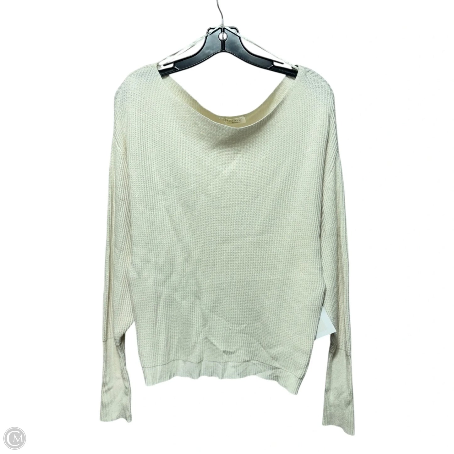 Waffle Knit Sweater By Love Stitch In Cream, Size: M