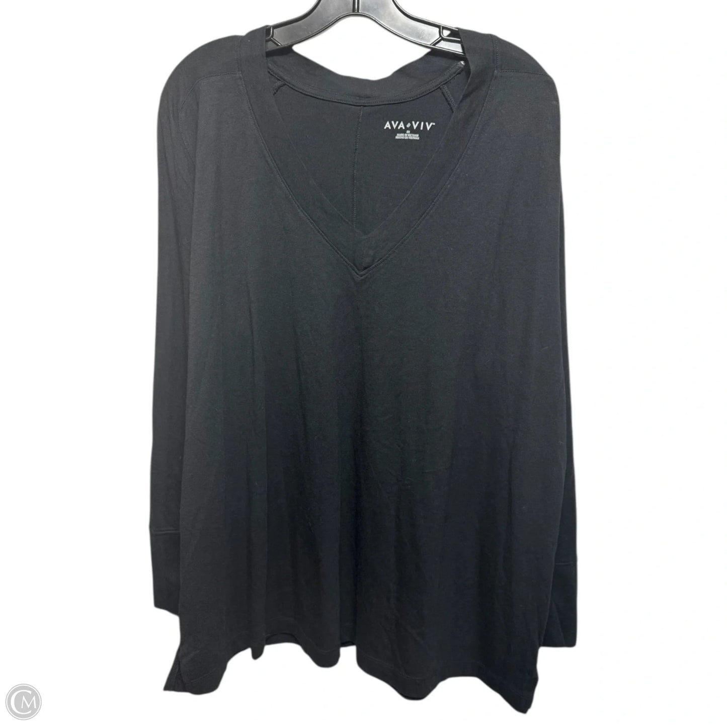 Top Long Sleeve Basic By Ava & Viv In Black, Size: 2x