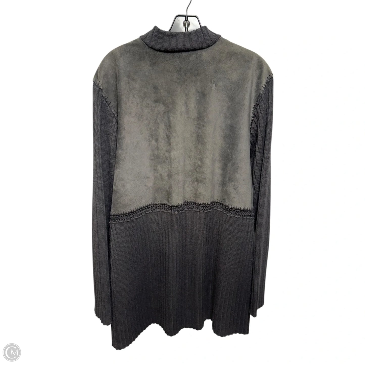 Leather & Wool Sweater Cardigan By J. Jill In Grey, Size: M Tall