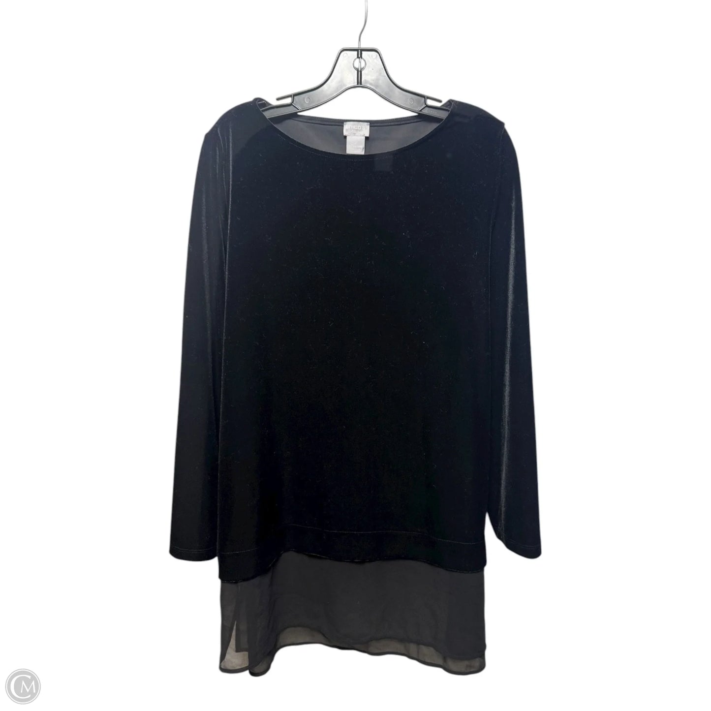 Velvet Tunic Top Long Sleeve By Chicos In Black, Size: 12