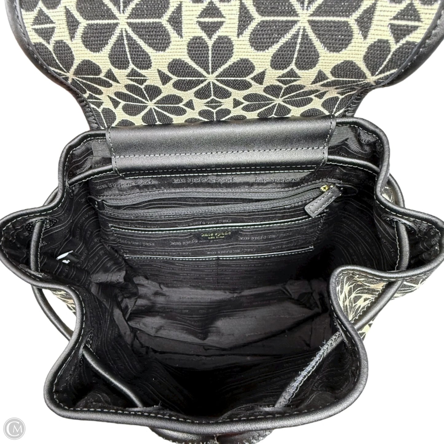 Spade Flower Jacquard Stripe Sinch Flap Backpack Designer By Kate Spade, Size: Medium