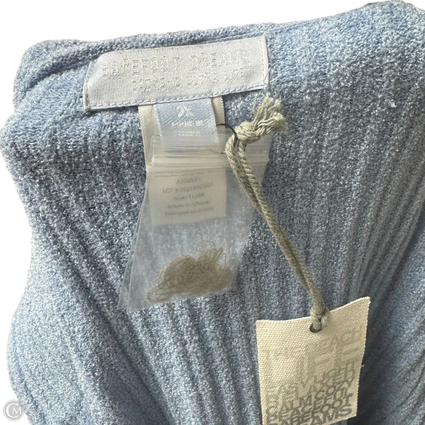 CozyChic Ultra Lite Oasis Ribbed Hoodie Cardigan By Barefoot Dreams In Blue, Size: 2x