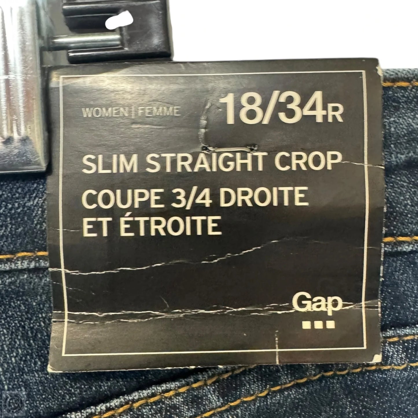Slim Straight Crop Jeans By Gap In Blue Denim, Size: 18/34