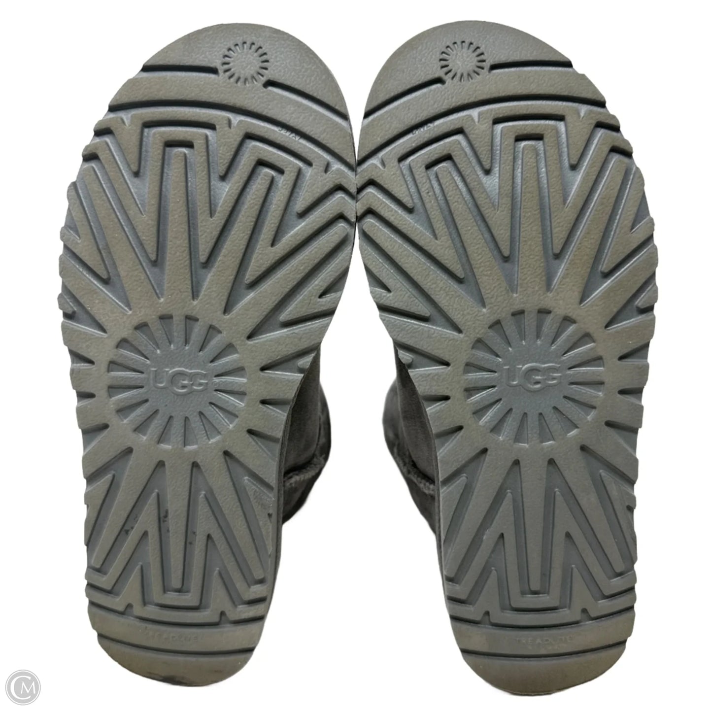 Classic Short Boots Designer By Ugg In Grey, Size: 7