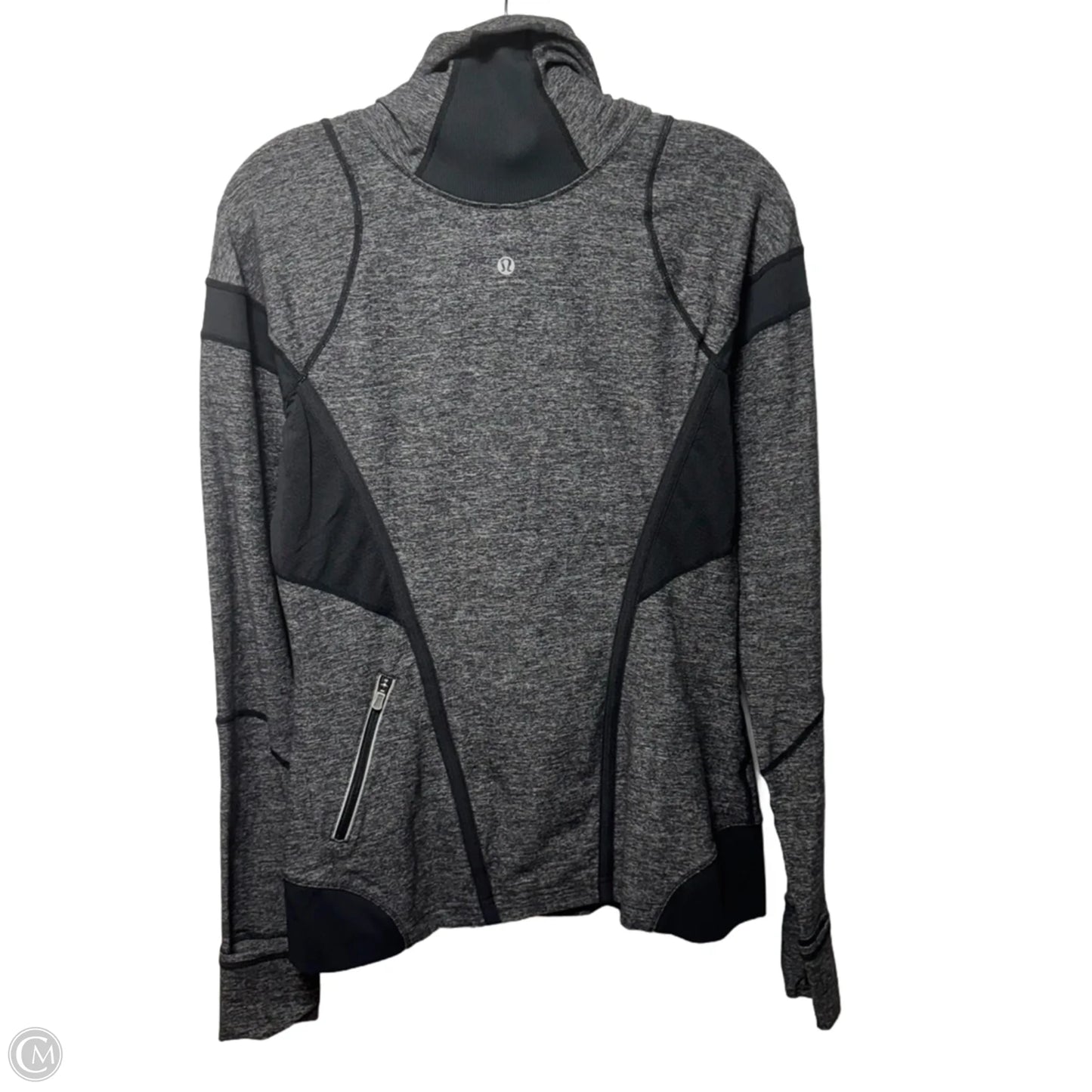 Athletic Top Long Sleeve Collar By Lululemon In Grey, Size: M