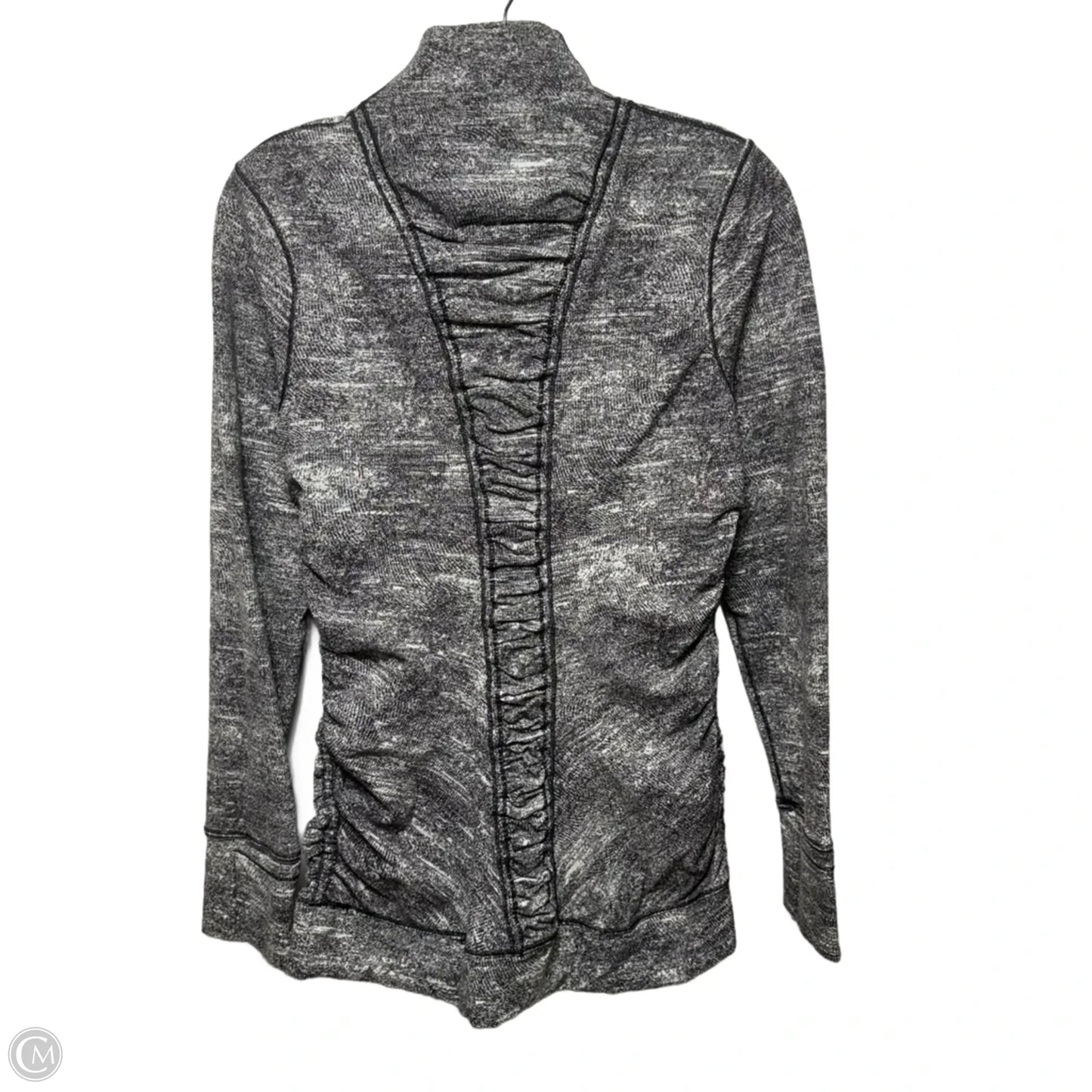 Athletic Top Long Sleeve Collar By Lululemon In Black & White, Size: 10