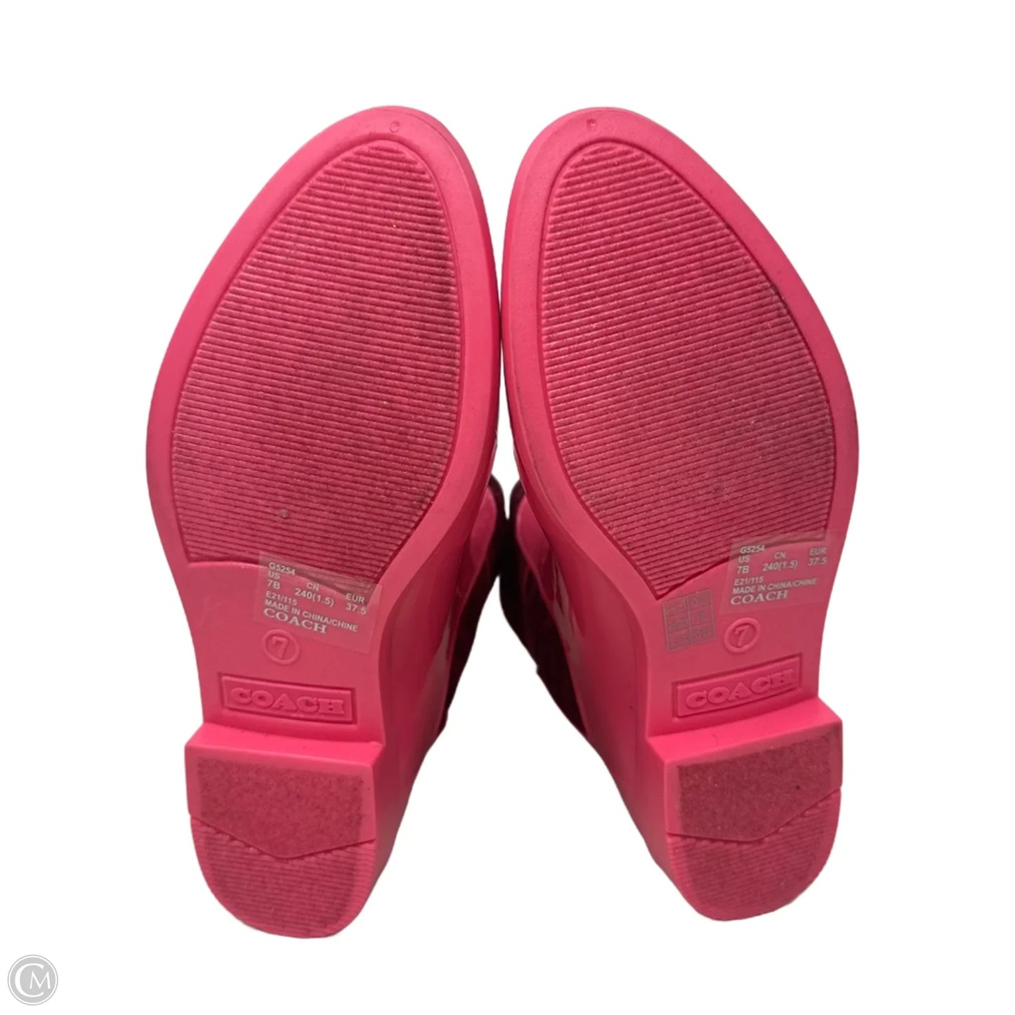 Rivington Rain Boots Designer By Coach In Pink, Size: 7