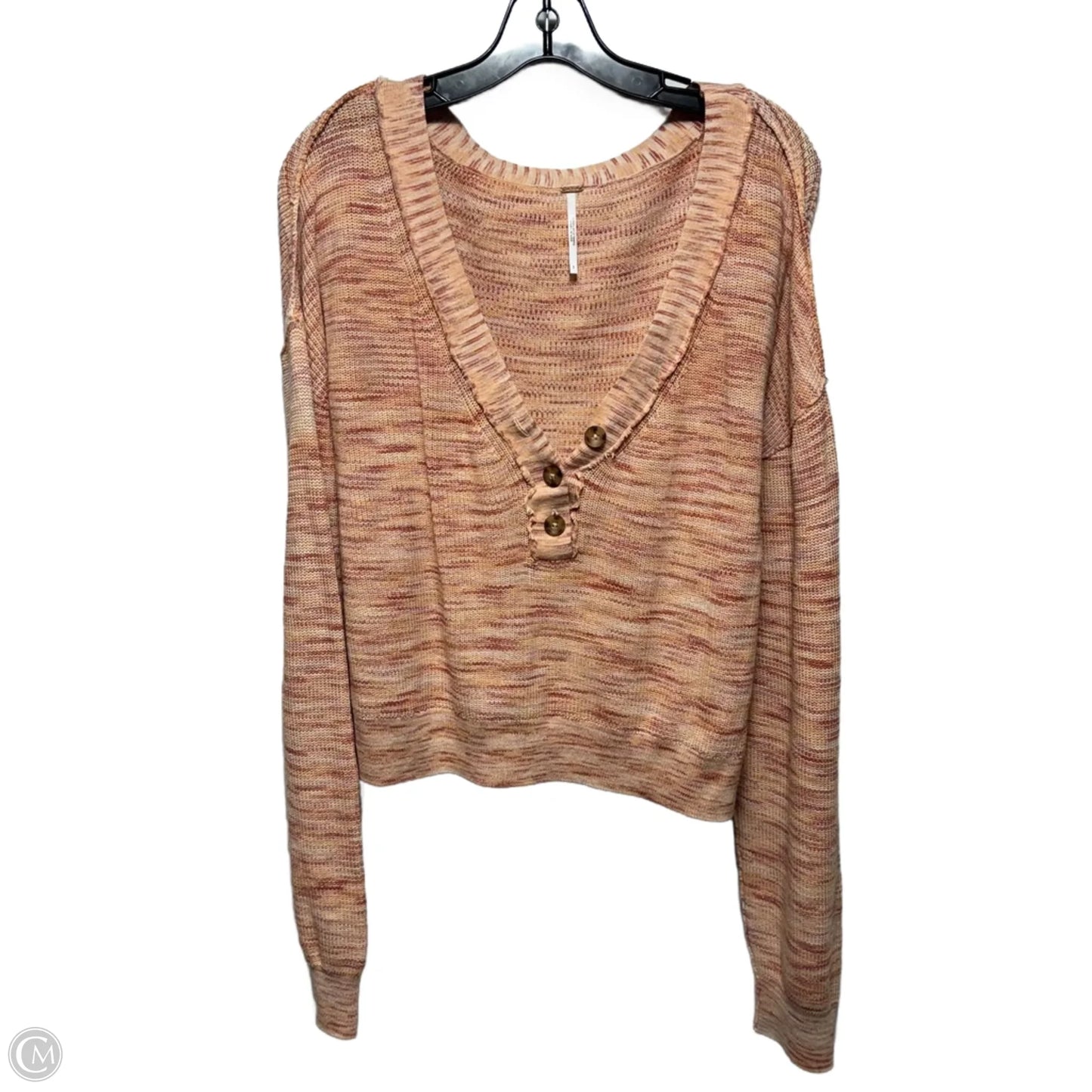 Mercury Heathered Henley Sweater By Free People In Orange, Size: S