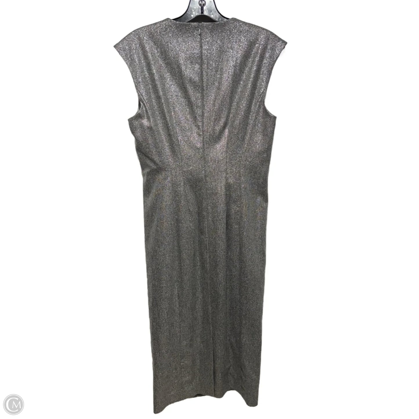 Metallic Wool Blend Dress Party Midi By Brooks Brothers In Silver, Size: 6