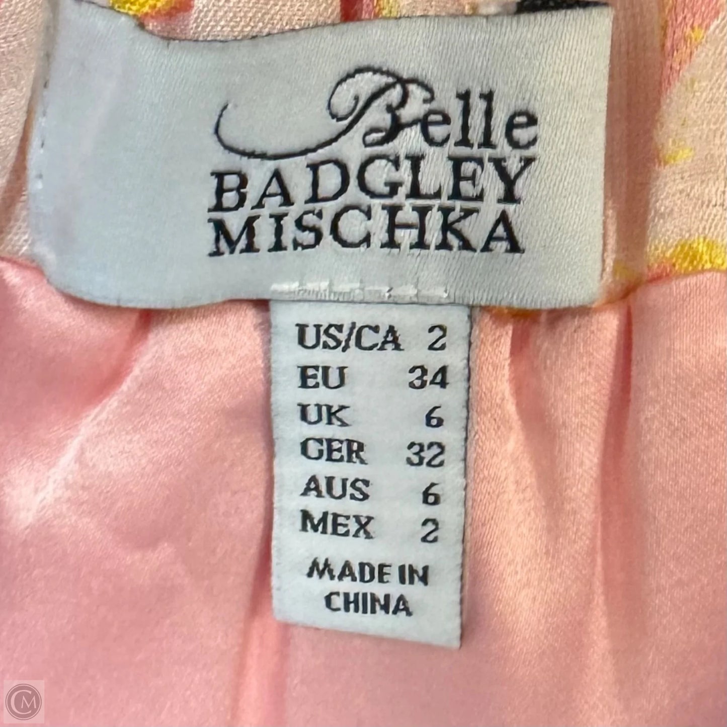 Nola Jacquard Halter Dress Casual Midi By Badgley Mischka In Pink & Yellow, Size: 2