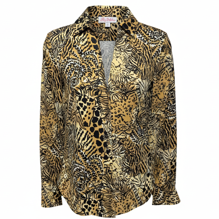 Top Long Sleeve Designer By Lilly Pulitzer In Black & Tan, Size: Xxs