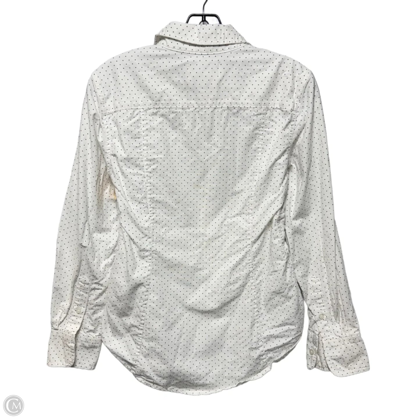 Ruched Waist Collared Top Long Sleeve By Current Elliott In Polkadot Pattern, Size: 0