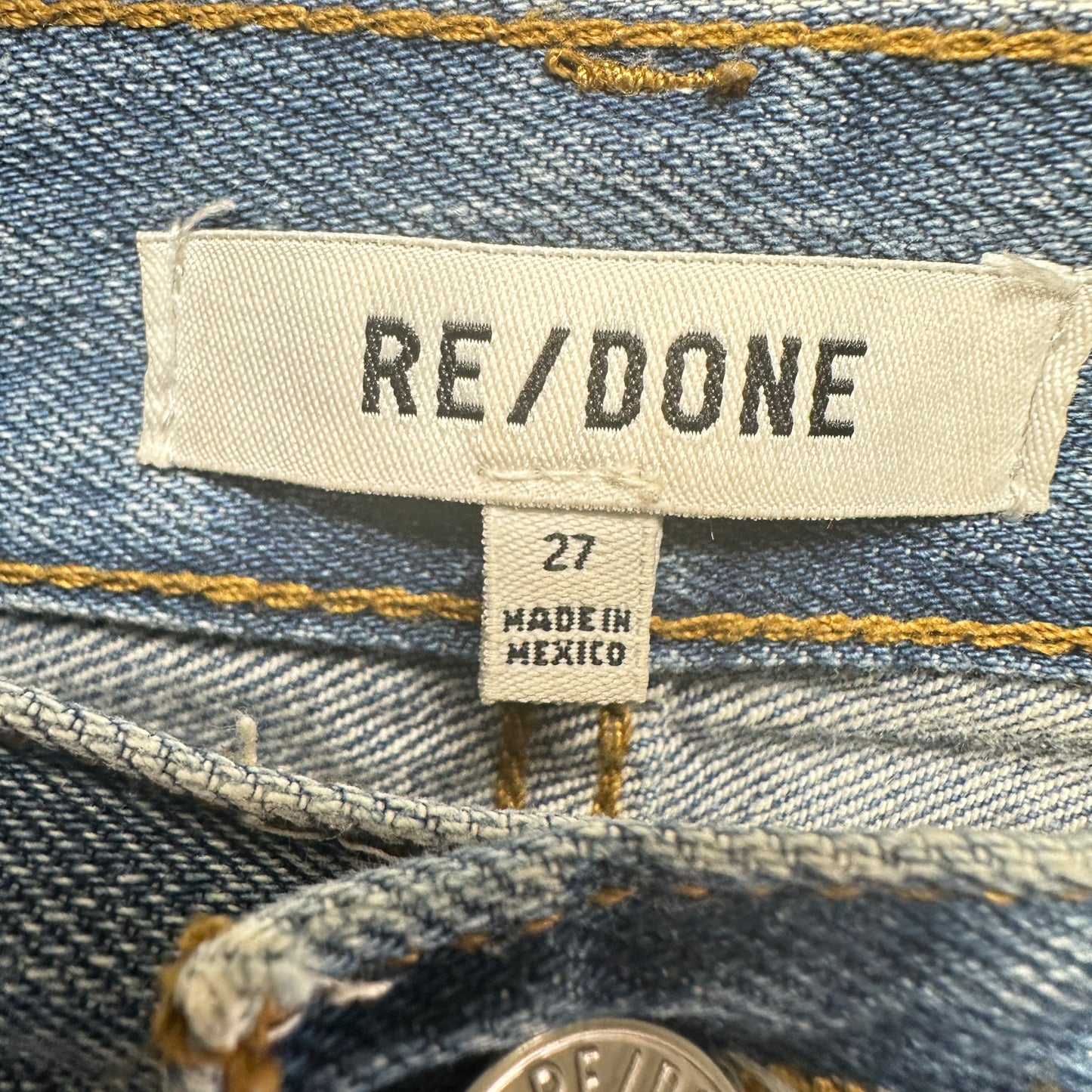 Original 90’s Ankle Zip Jeans By Re-Done In Blue Denim, Size: 4/27