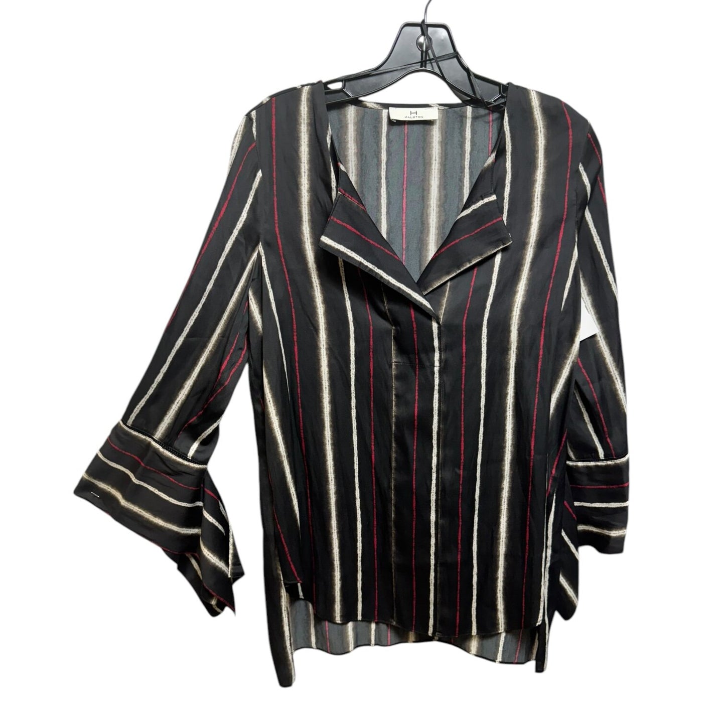 Shibori Striped Long Sleeve Blouse Designer By Halston Size: M