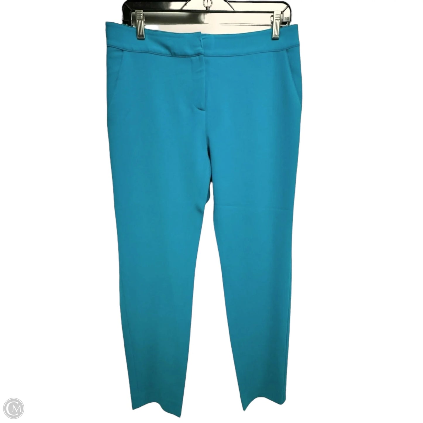Emma Crepe Straight Leg Trousers Designer By St John Collection In Teal Blue, Size: 4