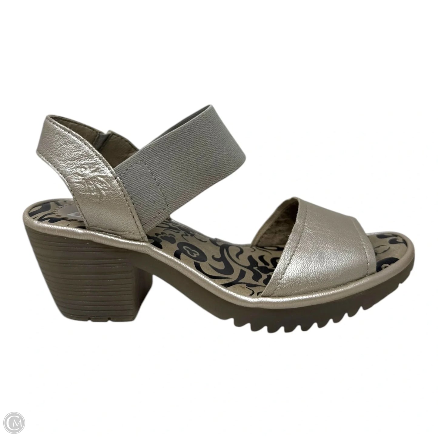 Wost Block Heel Sandals Heels Wedge By Fly London In Silver, Size: 6
