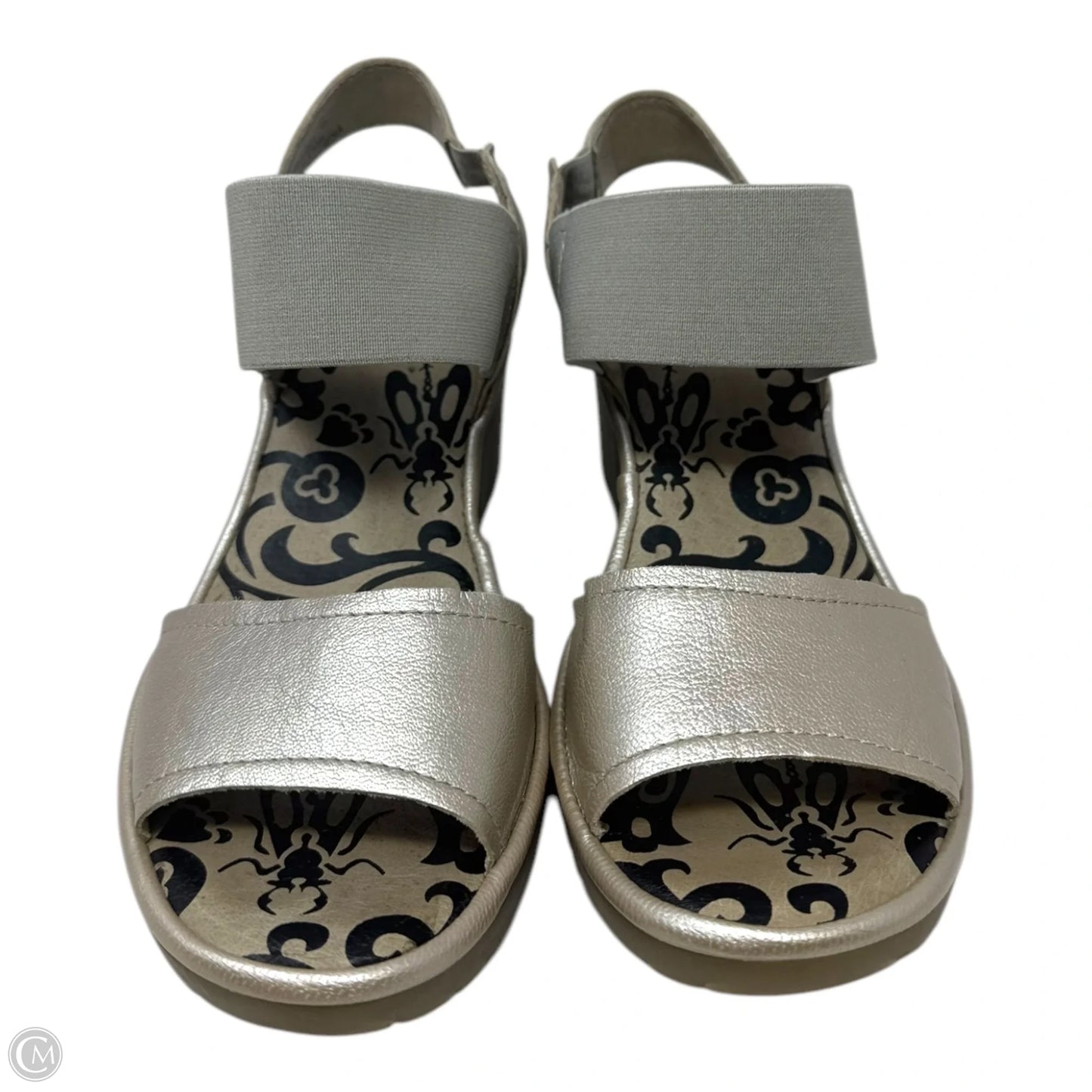 Wost Block Heel Sandals Heels Wedge By Fly London In Silver, Size: 6