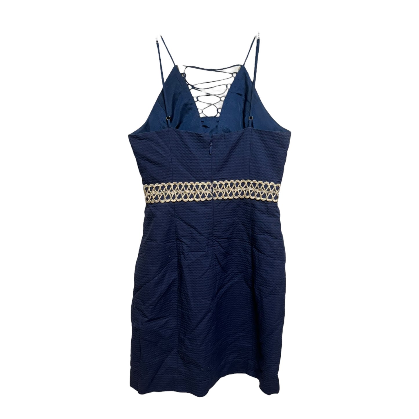 Trista Shift Dress Designer By Lilly Pulitzer In True Navy & Gold, Size: 0
