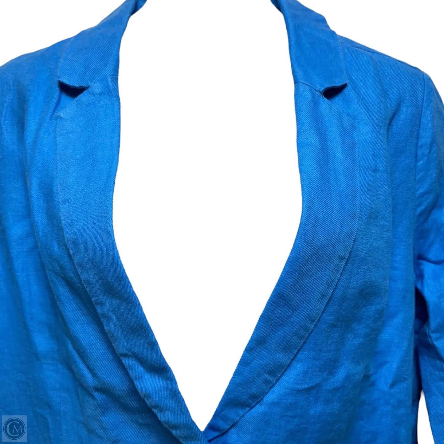 Linen Blazer Designer By Halston In Blue, Size: Xl