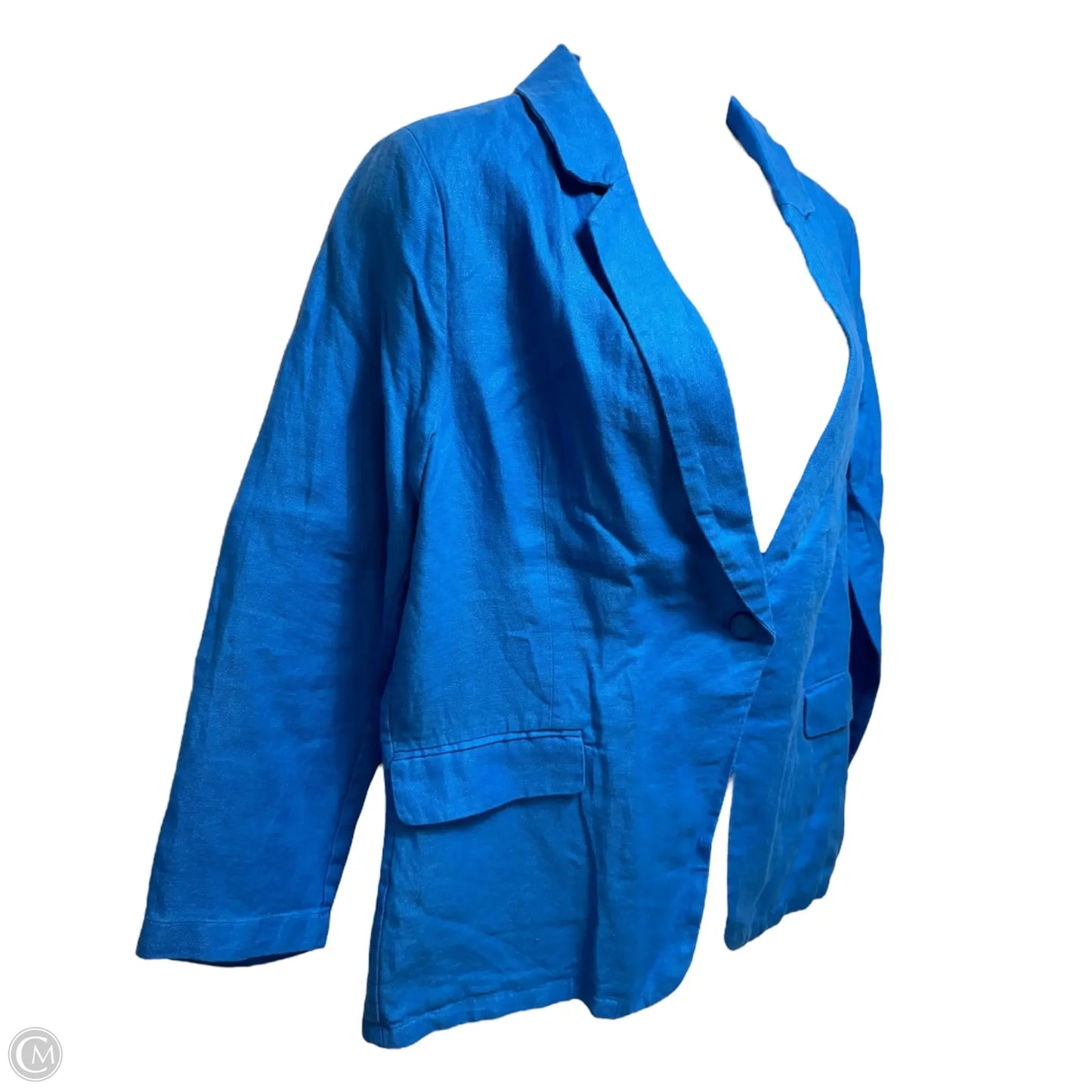 Linen Blazer Designer By Halston In Blue, Size: Xl