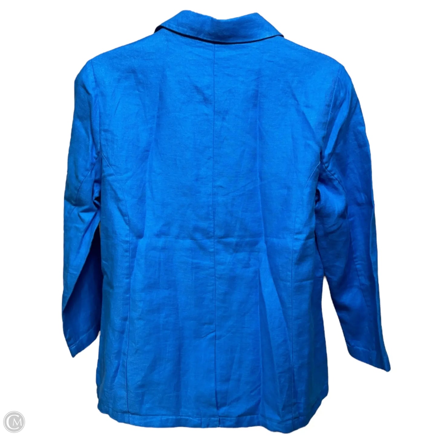 Linen Blazer Designer By Halston In Blue, Size: Xl
