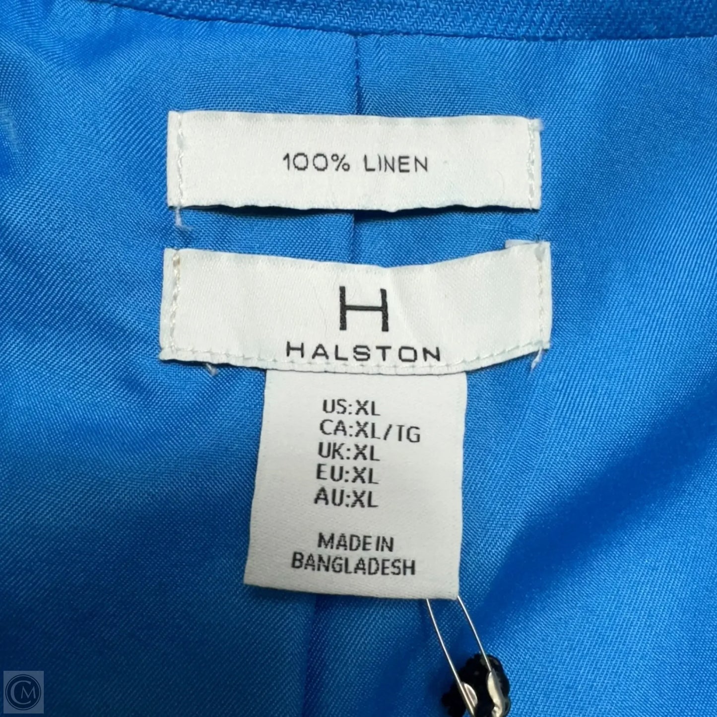Linen Blazer Designer By Halston In Blue, Size: Xl