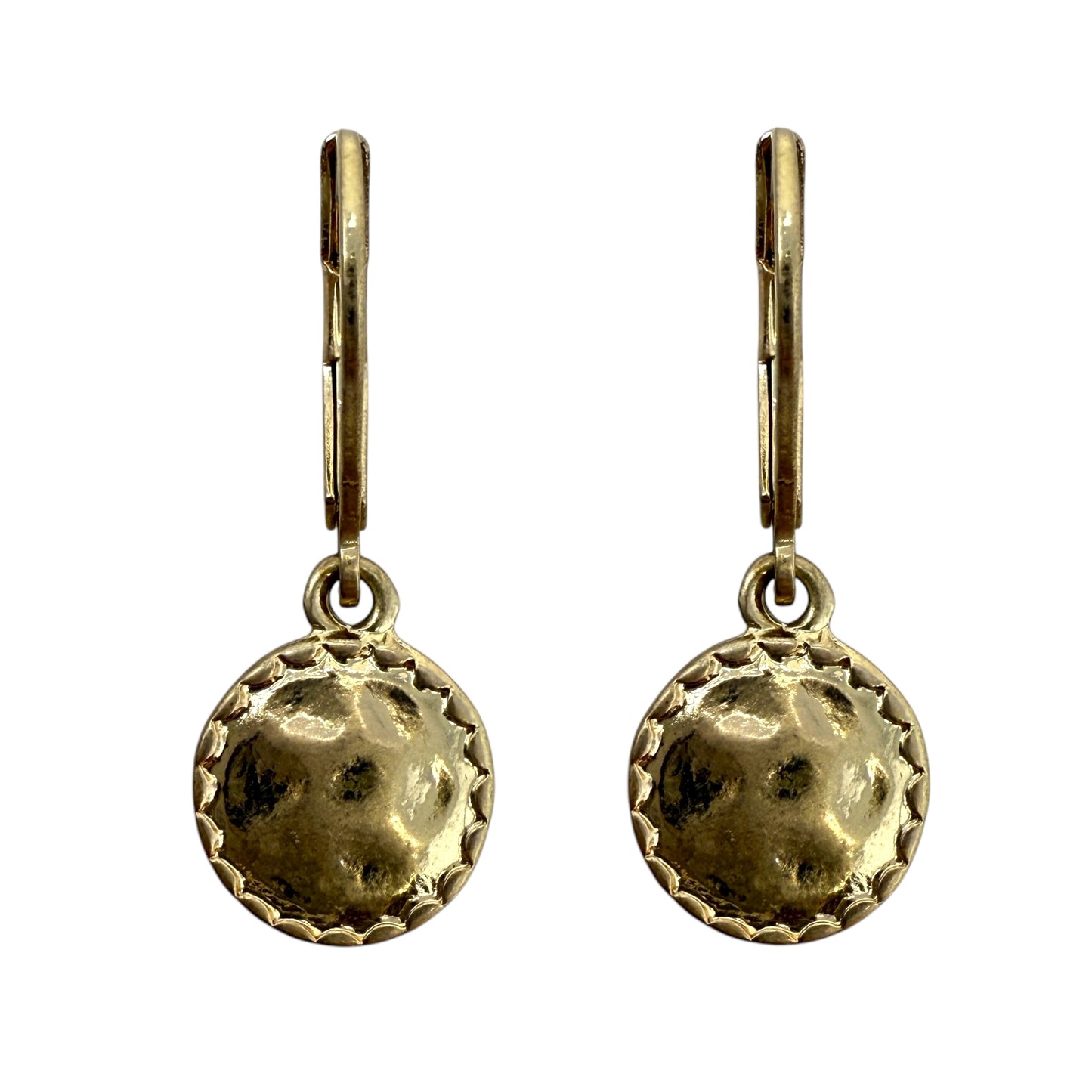 Goldtone Hammered Disk Drop Earrings By Napier
