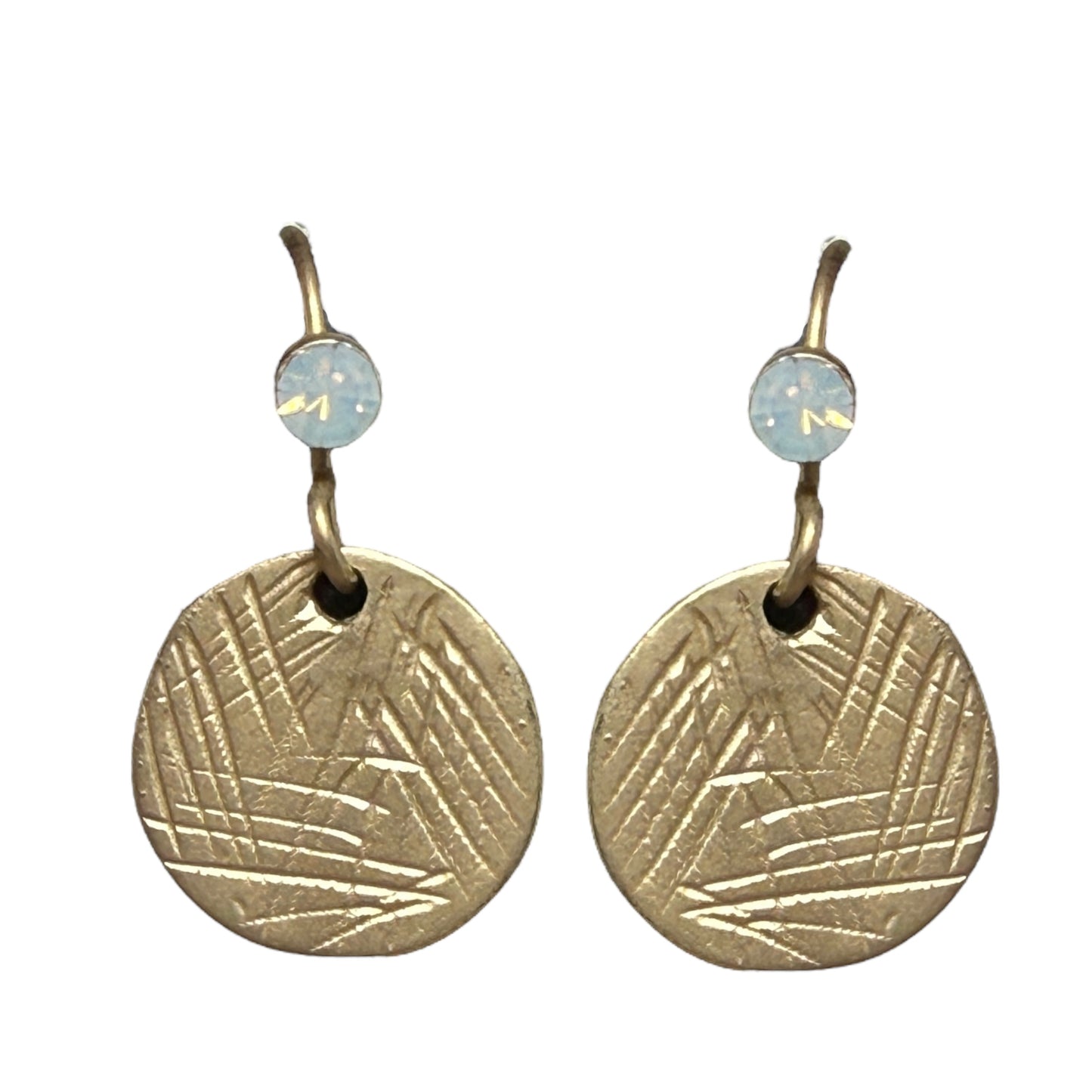 Gold Tone Disc Earrings Dangle/drop By Unbranded