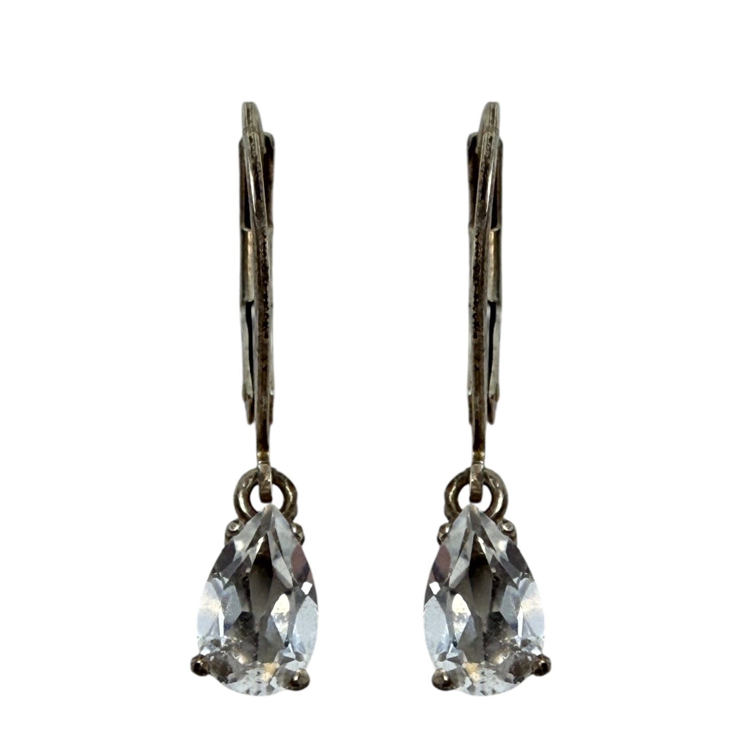 Crystal & Sterling Silver Dangle Earrings By Unbranded