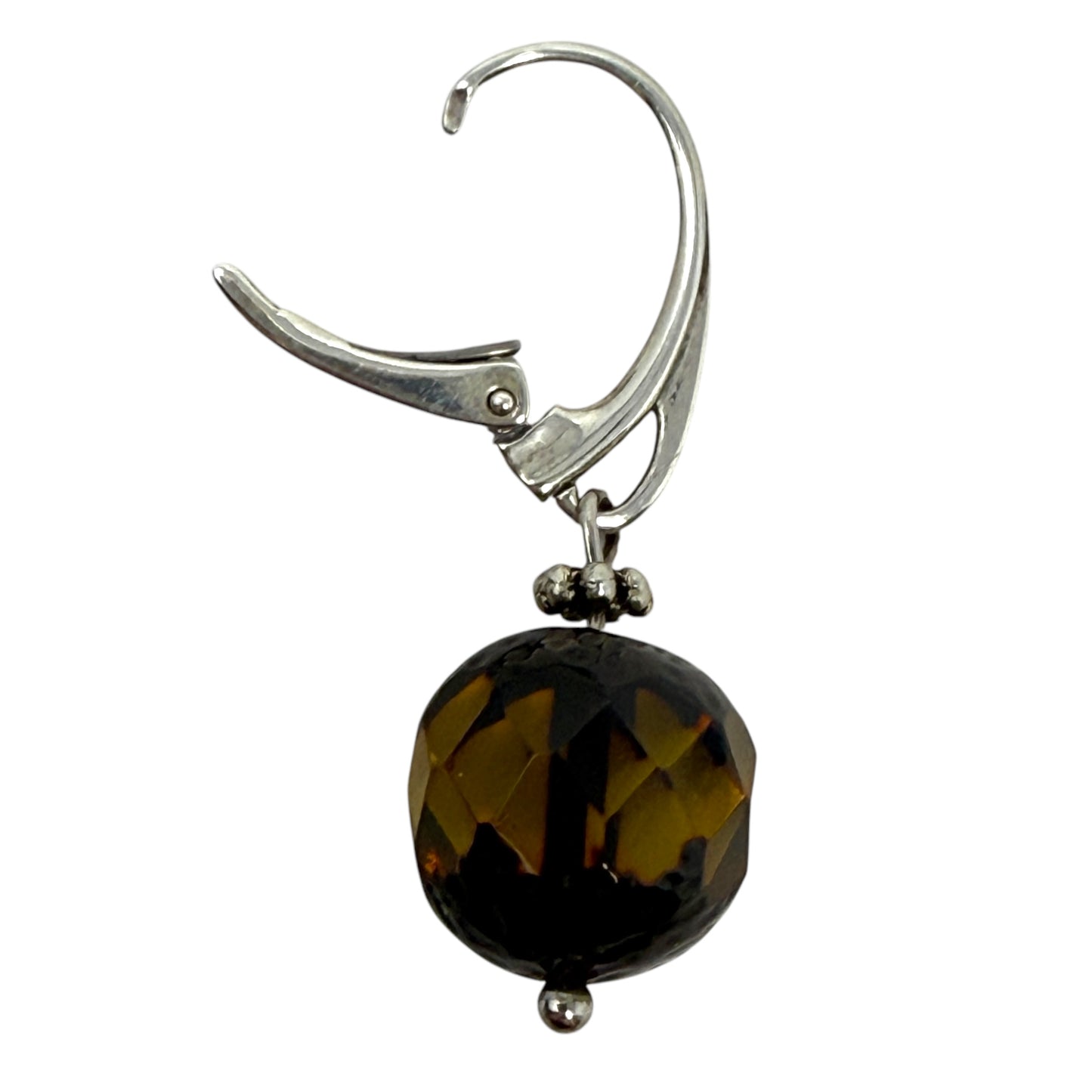 Faceted Amber & Sterling Silver Dangle Earrings By Unbranded