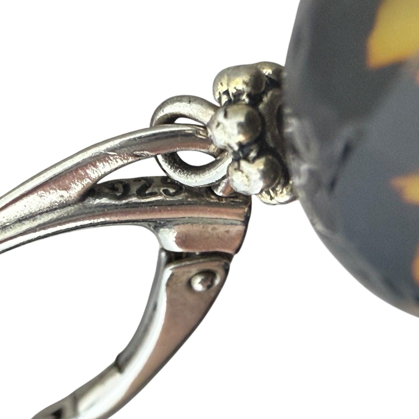 Faceted Amber & Sterling Silver Dangle Earrings By Unbranded