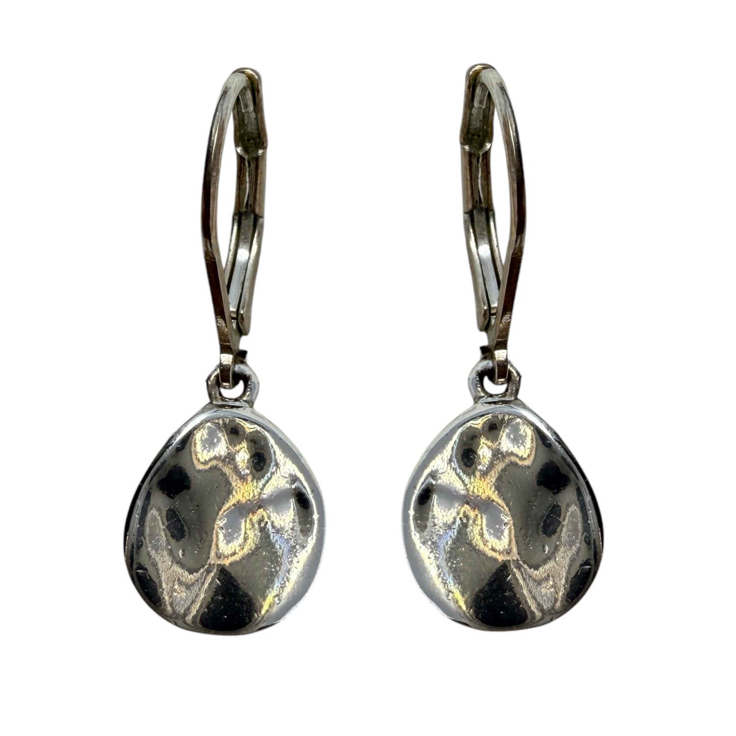 Silver Tone Hammered Earrings Dangle/drop By Unbranded