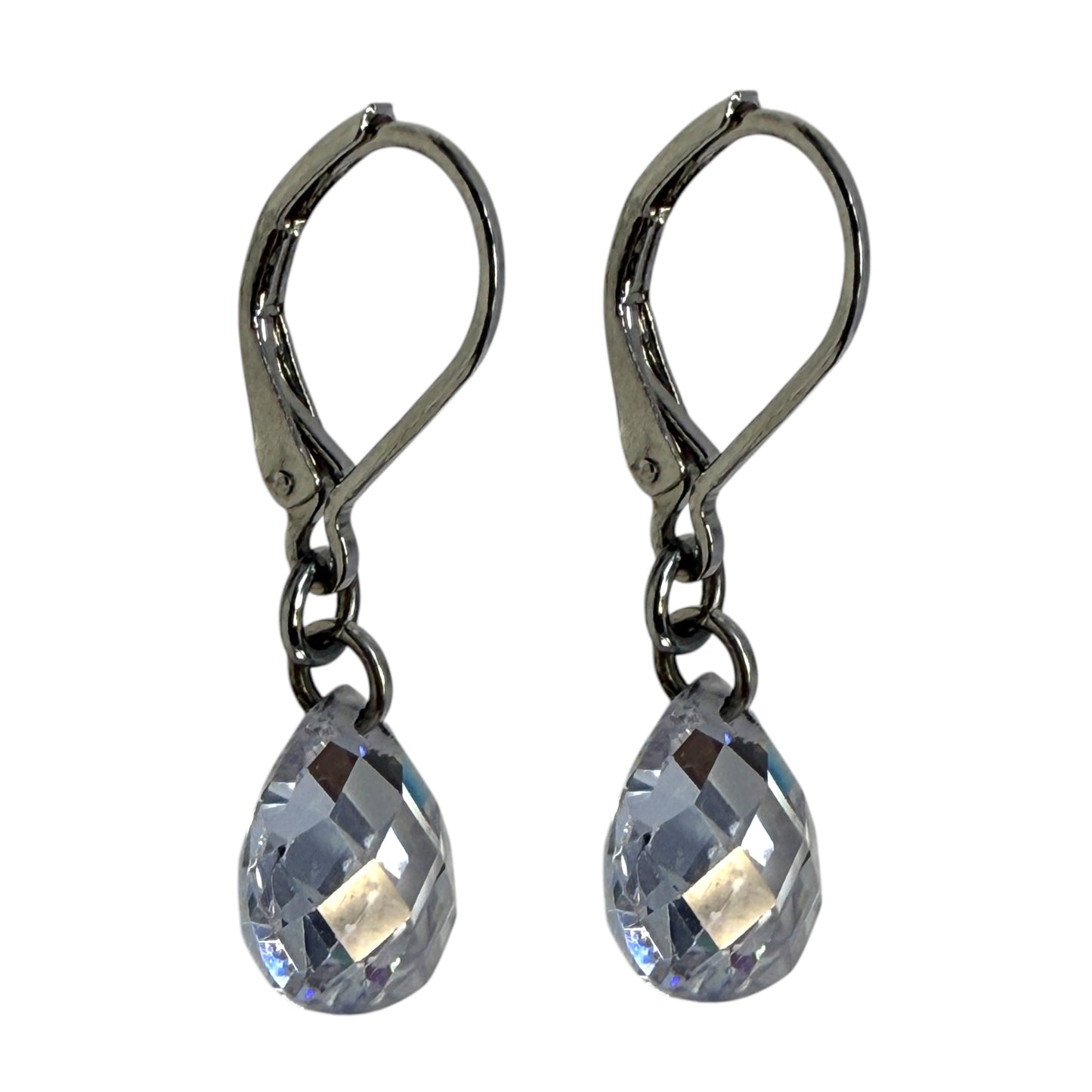 Teardrop Crystal Leverback Earrings Dangle/drop By Unbranded