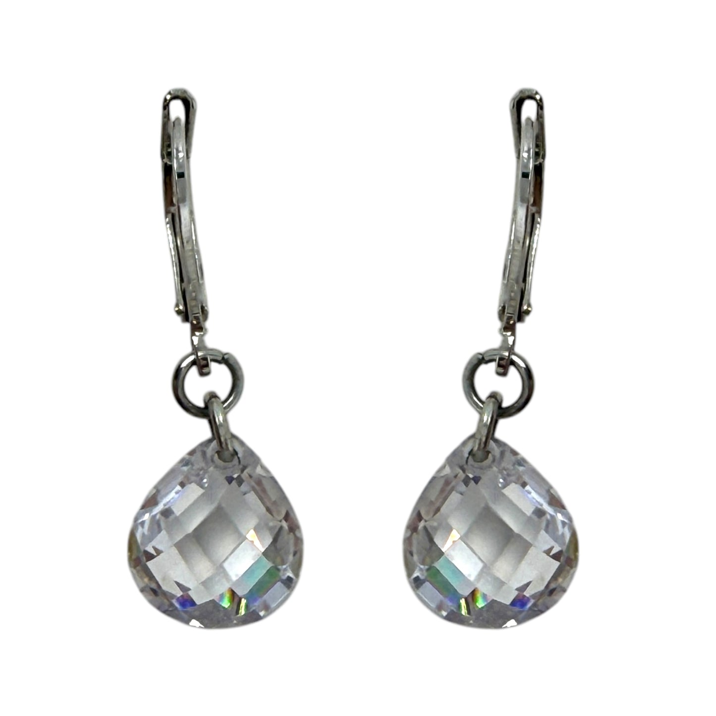 Teardrop Crystal Leverback Earrings Dangle/drop By Unbranded