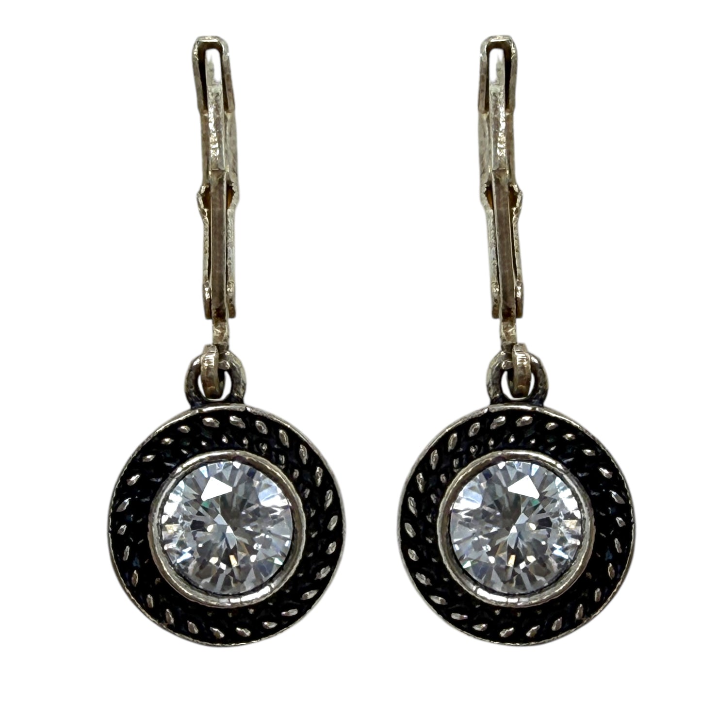 Silver Tone Crystal Earrings Dangle/drop By Napier
