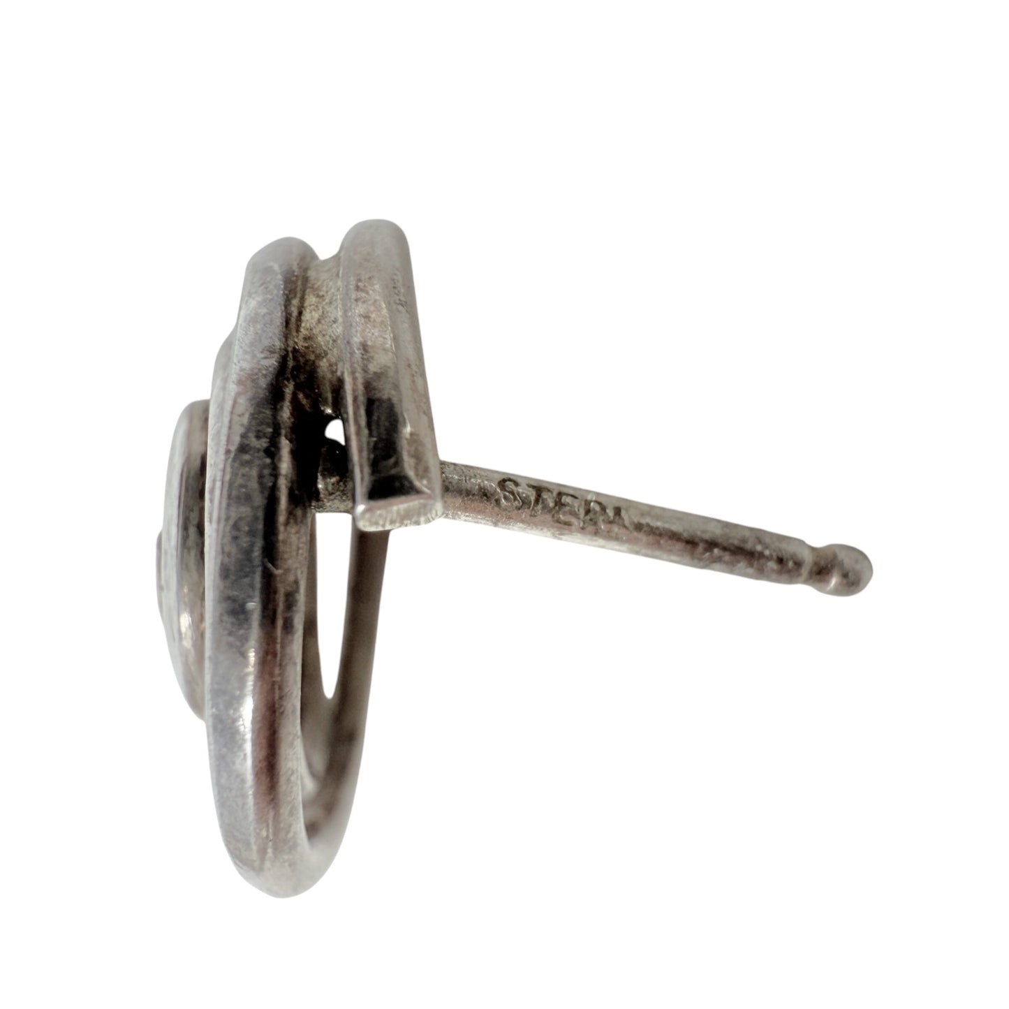 Sterling Silver Spiral Post Earrings By Unbranded
