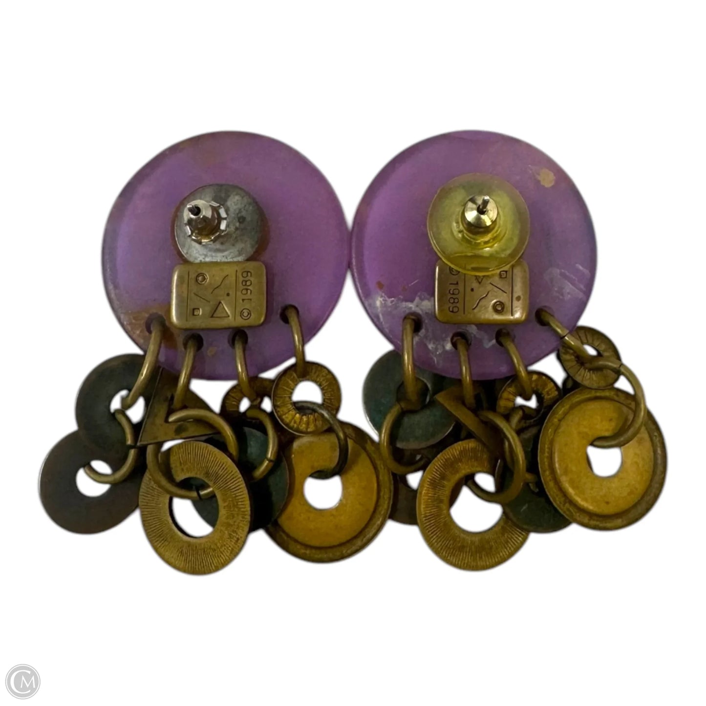 Vintage 1989 Mixed Media Earrings Dangle/drop By Jill Schwartz